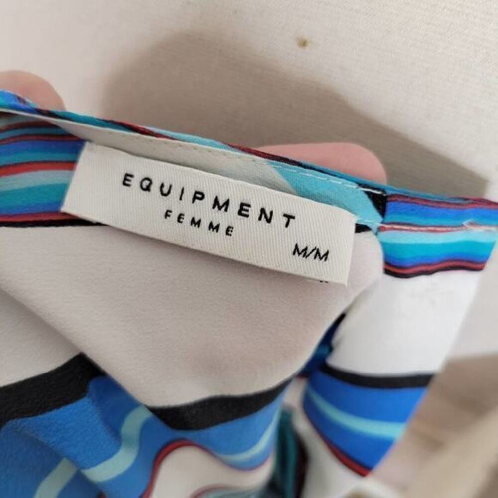 Equipment Femme Reagan Bright‎ Blue Multi Top Silk Size Medium - Picture 6 of 6